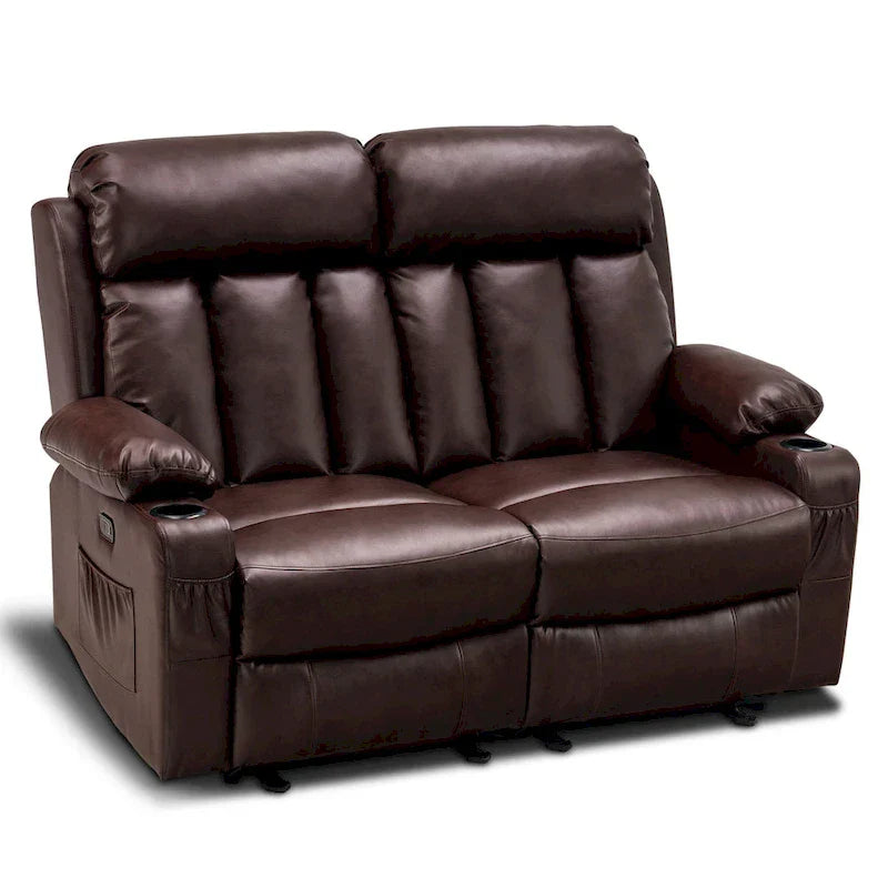 MCombo Faux Leather Electric Reclining Sofa with Heat and Massage - Models 6095/6075/6077