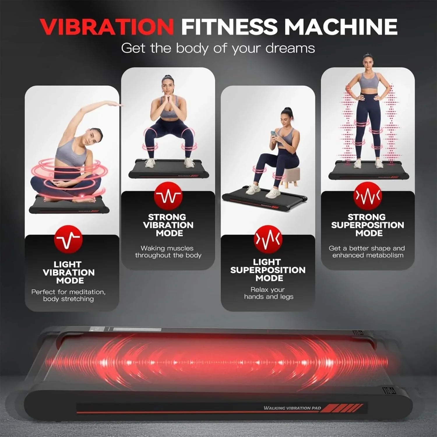 Walking Vibration Pad with APP, 3 in 1 Under Desk Treadmill, 2.5HP Low Noise Walking Treadmill Pad with Remote Control,Portable Treadmills for Home Office