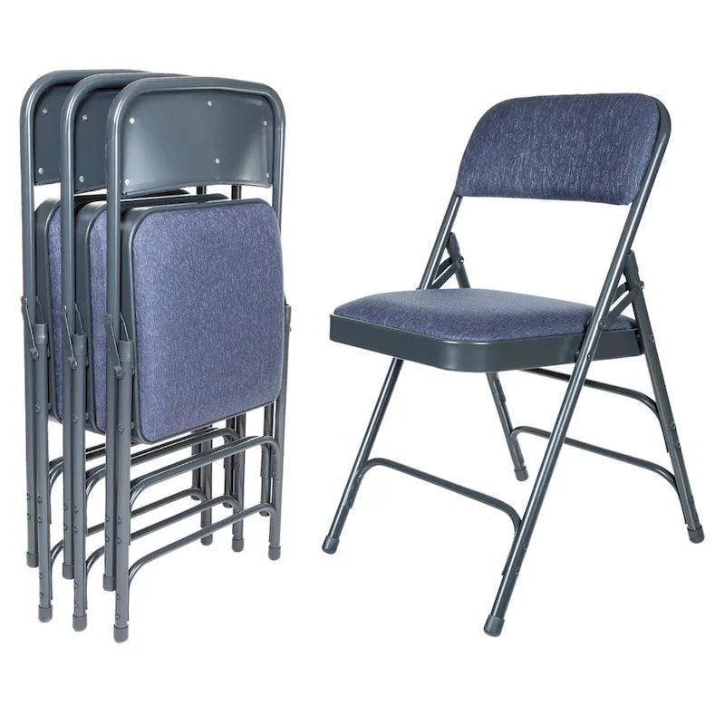 Hampden Furnishings Bernadine Collection Set of 4 Fabric Triple Brace Folding Chairs