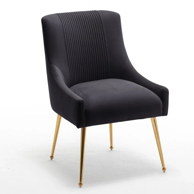 SEYNAR Set of 6 Modern Glam Boucle Velvet Dining or Vanity Chairs with Rear Handle