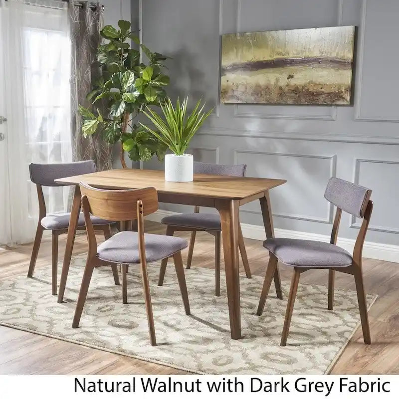 Megann Mid-Century 5-Piece Rectangular Wood Dining Set by Christopher Knight Home