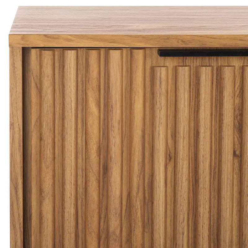Mid Century TV Stand with Tambour Doors and Storage Drawers