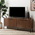Mid Century TV Stand with Tambour Doors and Storage Drawers
