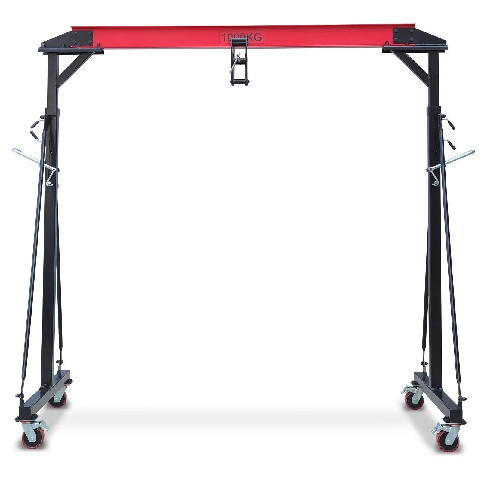 2025 1-ton gantry crane, adjustable, 2200 lbs lifting capacity, height adjustable 96.5"-143.7", portable hoist for factory, construction site, warehouse, auto repair shop