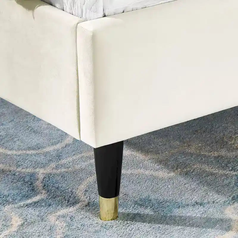 Roundhill Furniture Rozitta Upholstered Wingback Bed with Platform Design
