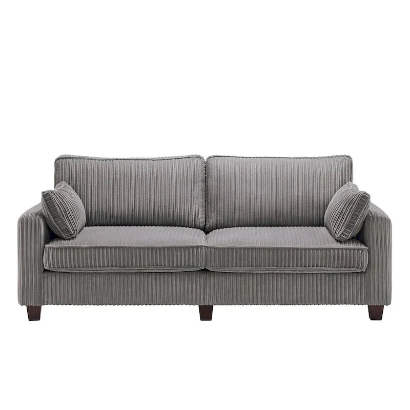 LUE BONA 81 Contemporary Corduroy 3-Seater Sofa - Upholstered Polyester Rectangle Design with Wooden Base for Living Room