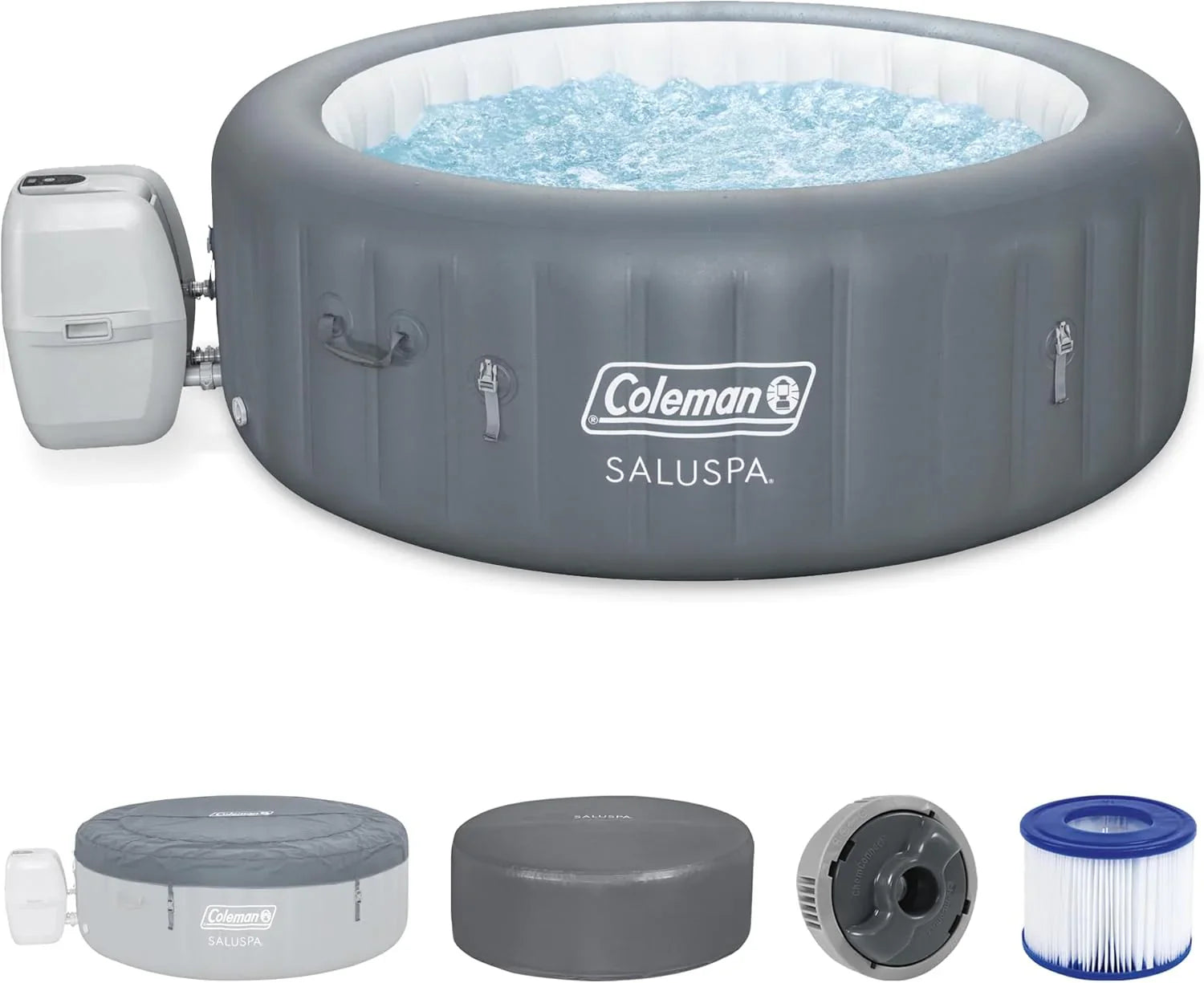 Coleman Miami 2 to 4 Person Inflatable Hot Tub, Round Energy-Efficient Portable Outdoor