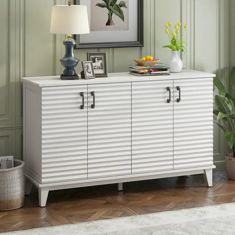 Large 4-Door Sideboard Buffet with Adjustable Shelves for Ample Storage