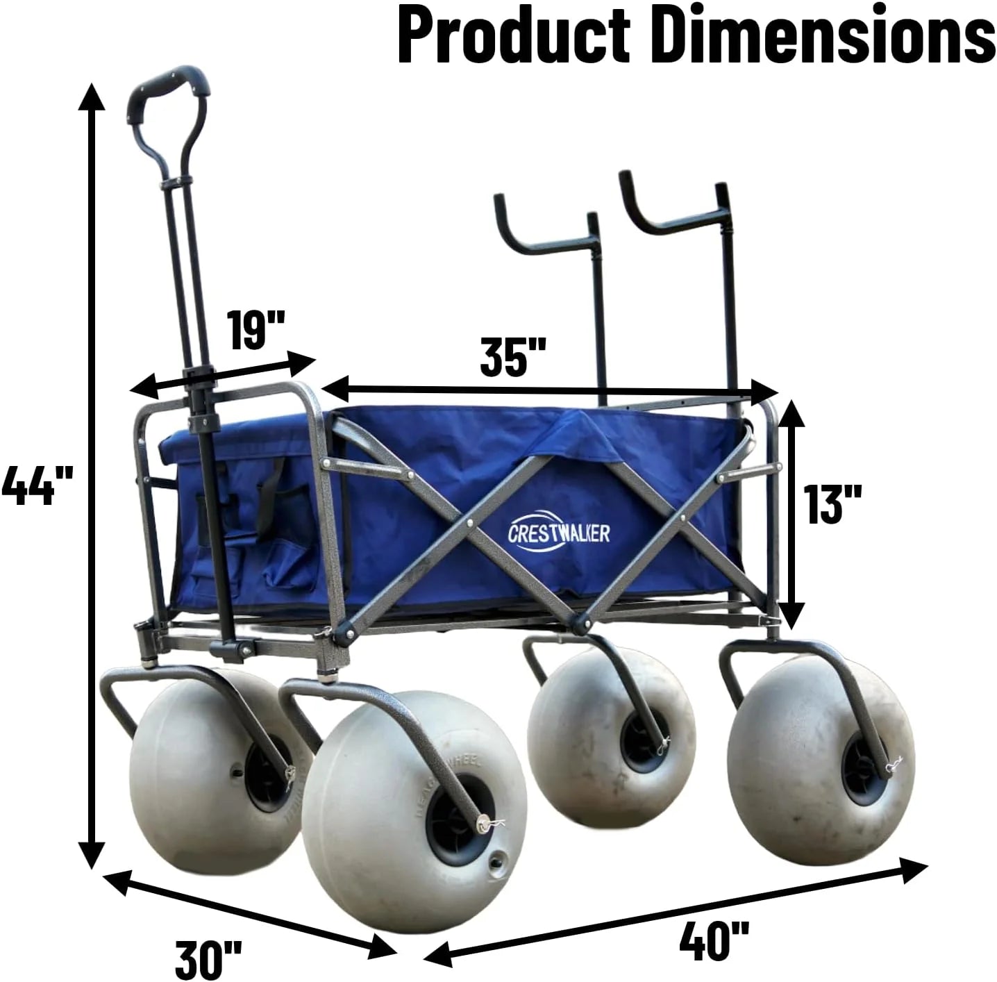 Beach Cart with 13" Balloon Wheels, Chair Racks & Pump Included
