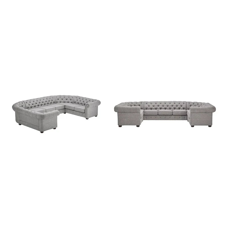 Gdansk 9-Person U-Shaped Chesterfield Sectional Sofa