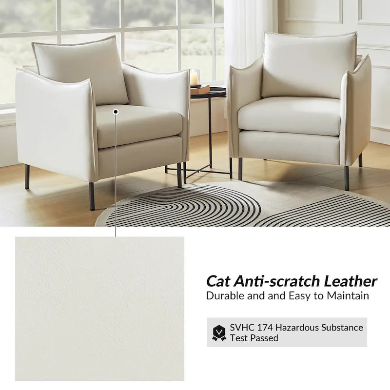 Set of 2 Christopher Modern Armchairs with Anti-Scratch Fabric and Black Metal Legs by HULALA HOME