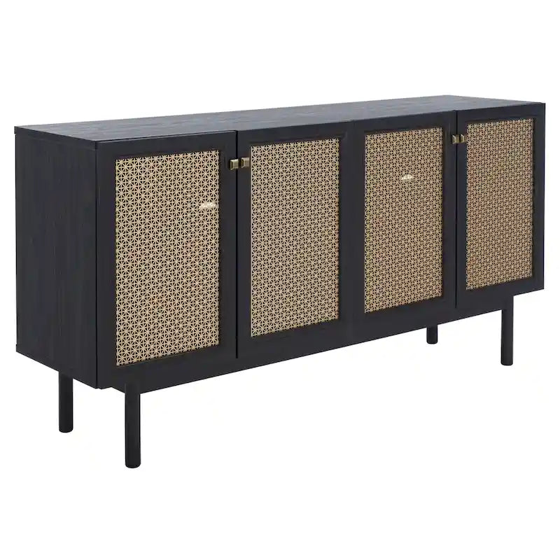 SAFAVIEH Micaela 63-Inch 4-Door Media TV Stand - Dimensions: 63.1" W x 16.3" D x 31.7" H