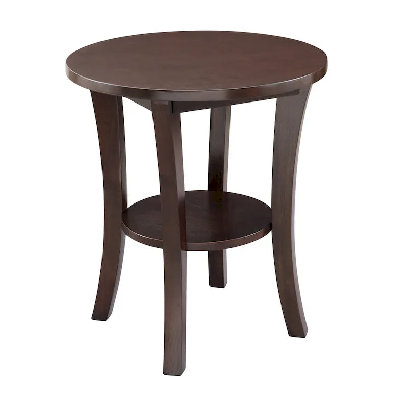 Leick Home Round Side Table Featuring a Convenient Shelf