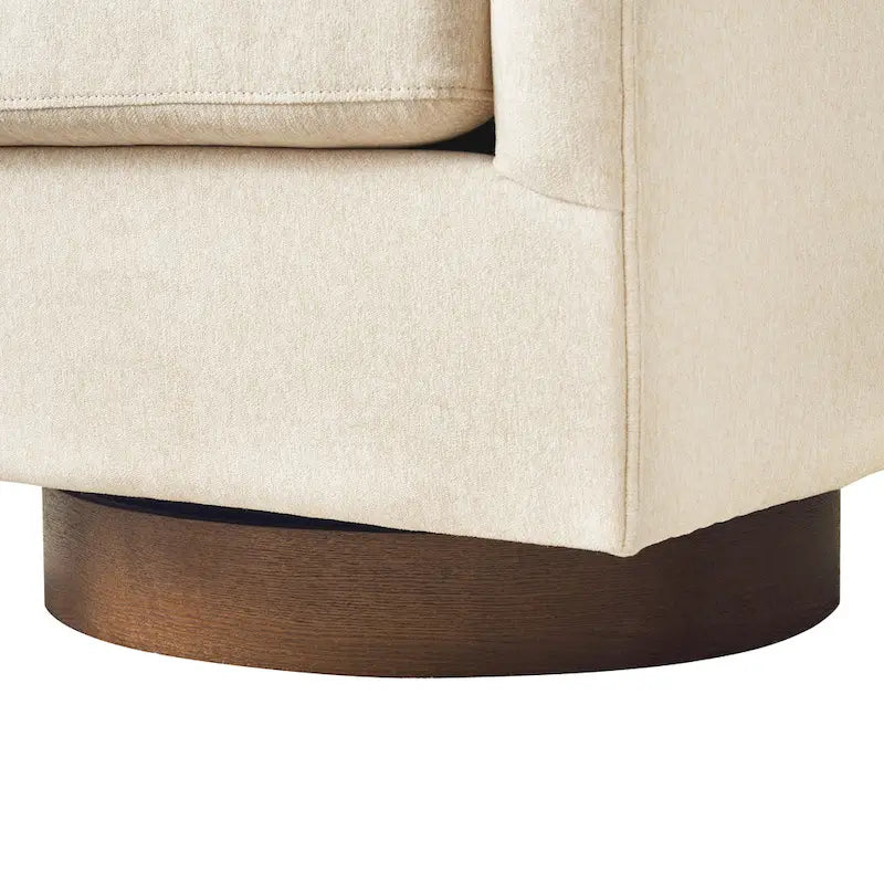 LUE BONA Contemporary Upholstered Wooden Barrel Swivel Accent Chair for Living Room