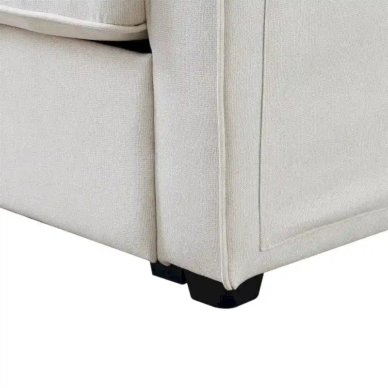 Merax 104 Modern 4-Seater Linen Sofa with Armrest Pockets and 4 Pillows - Minimalist Design