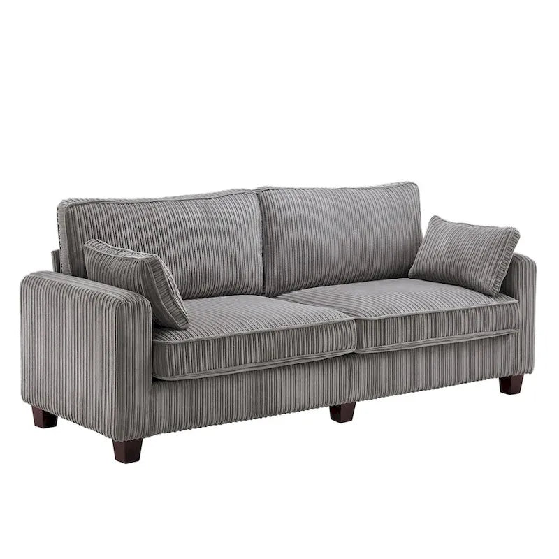 LUE BONA 81 Contemporary Corduroy 3-Seater Sofa - Upholstered Polyester Rectangle Design with Wooden Base for Living Room