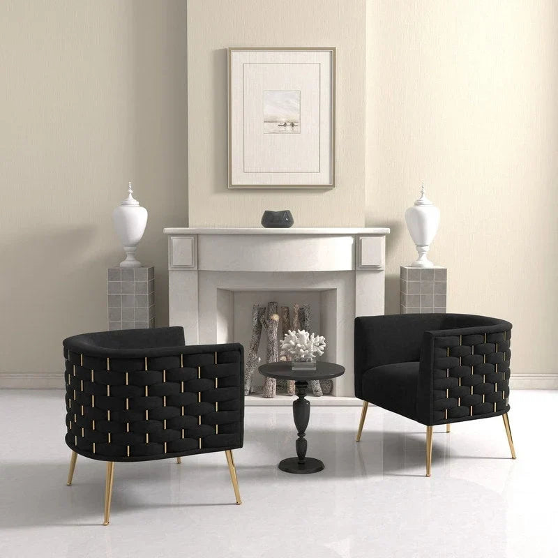 Set of 2 SEYNAR Mid-Century Modern Velvet Round Accent Chairs for Living Room