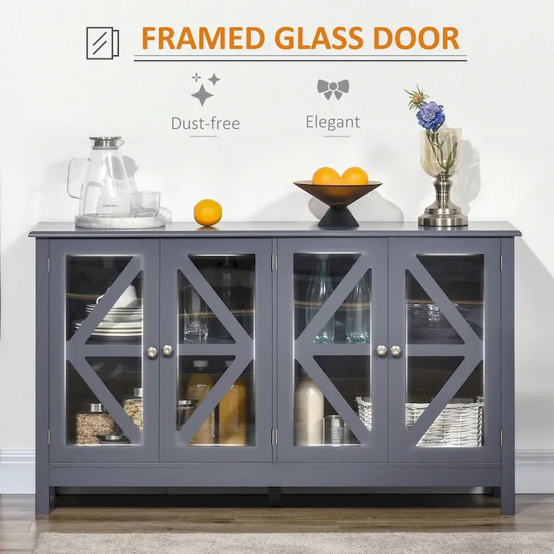 HOMCOM Kitchen Sideboard Buffet Cabinet with Adjustable Shelves for Versatile Storage
