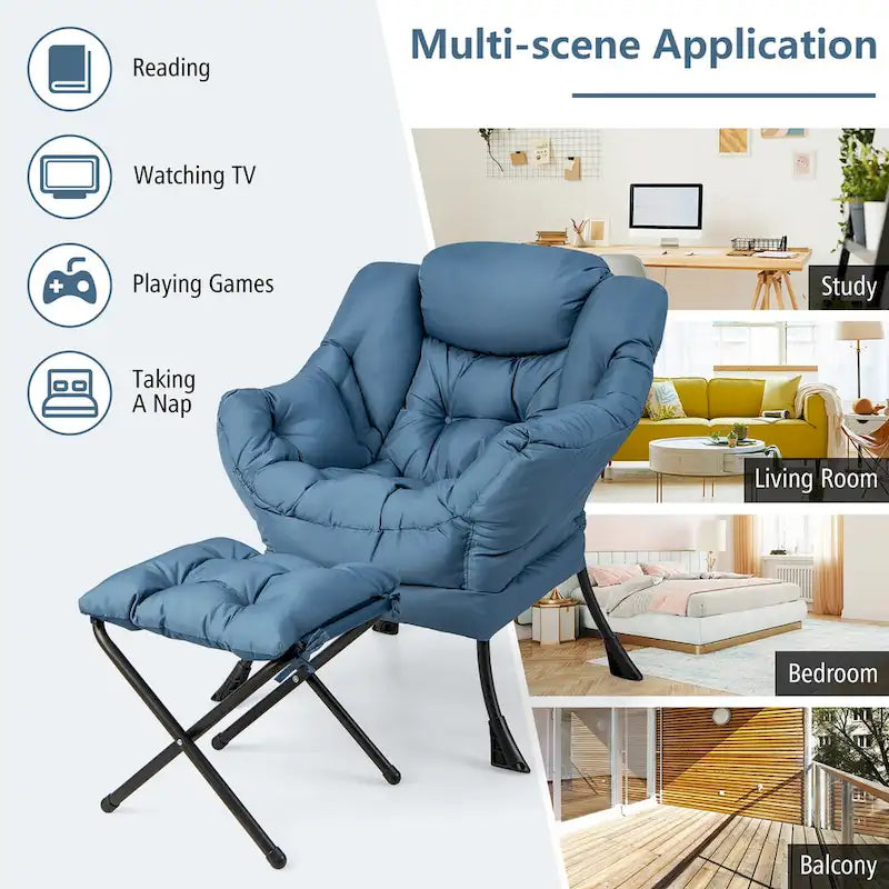 Gymax Folding Footrest Lazy Sofa Chair - Accent Leisure Armchair