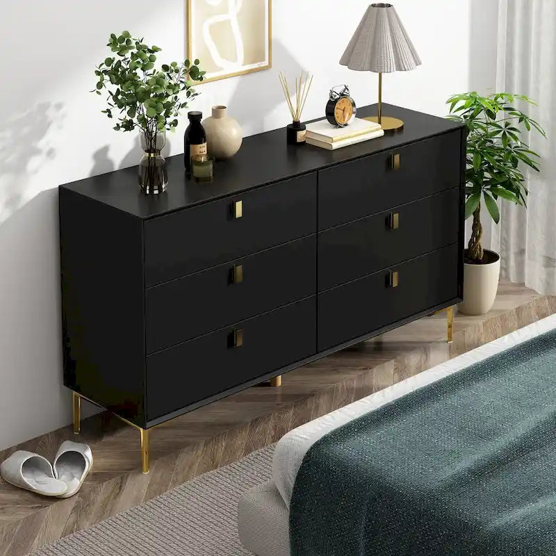 Mid-Century 6-Drawer Storage Dresser Chest Sideboard