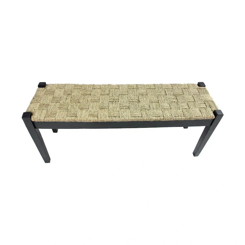 M4H Shambles Solid Wood Indoor Bench with Natural Seagrass