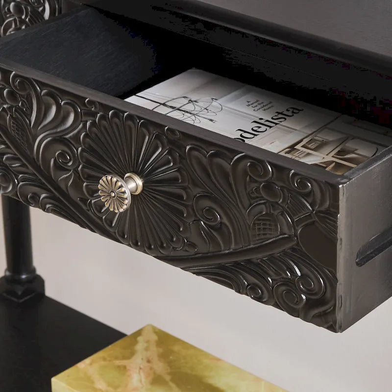 SAFAVIEH Leonia Console Table with 2 Drawers - Dimensions: 35.5" W x 13" L x 29.5" H