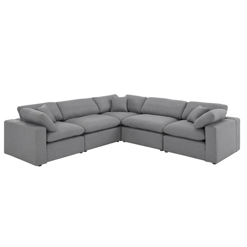 iNSPIRE Q Modern Anka Grey Linen 5-Piece Sectional Sofa