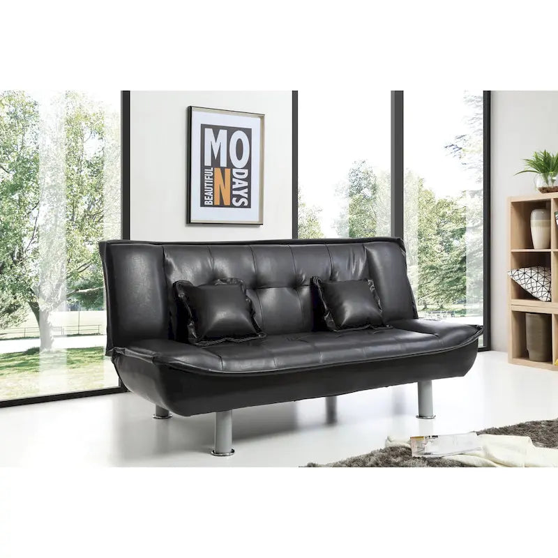 Lionel Faux Leather Convertible Sofa