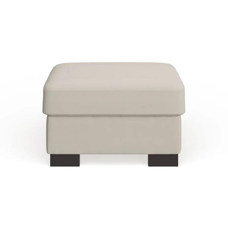 iNSPIRE Q Artisan White Cotton Fabric Down-Filled Ottoman - Lion Design