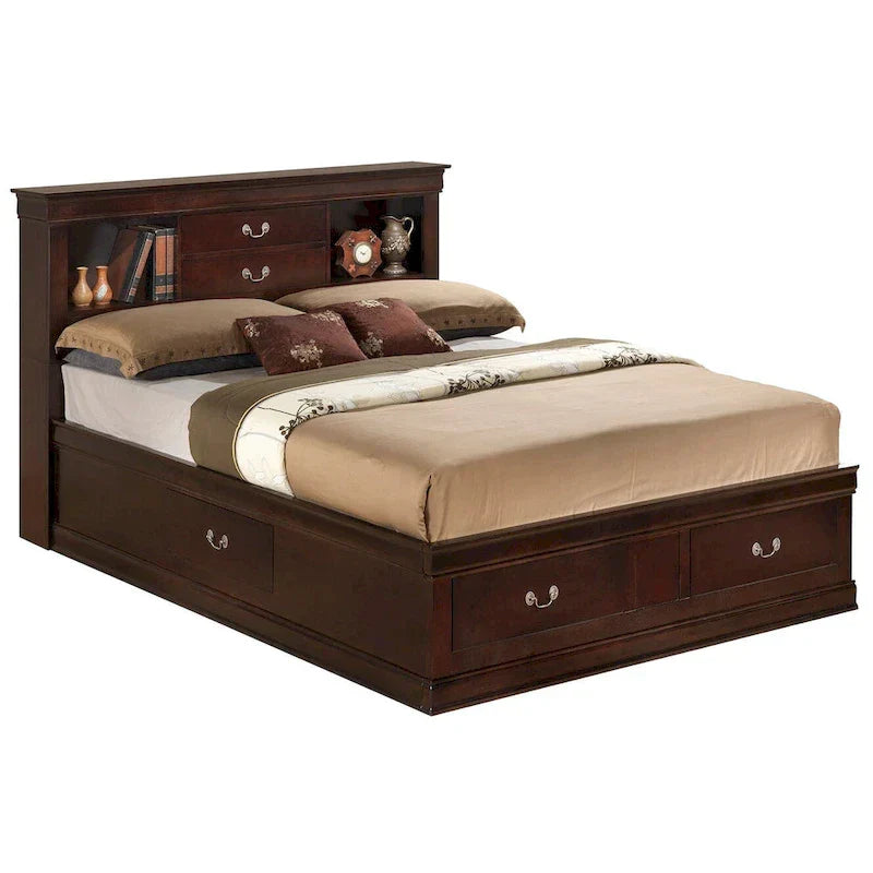Louis Philippe Queen Platform Bed with Storage