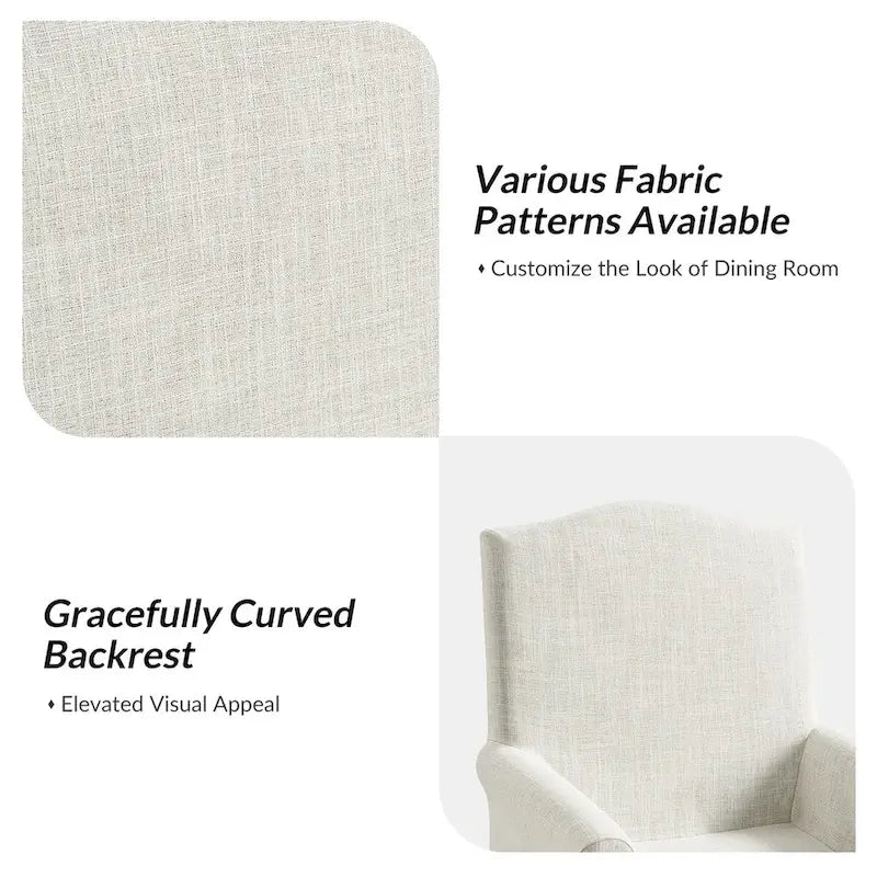 Set of 2 Alethea Upholstered Dining Chairs with Slipcovers and Solid Wood Legs by HULALA HOME