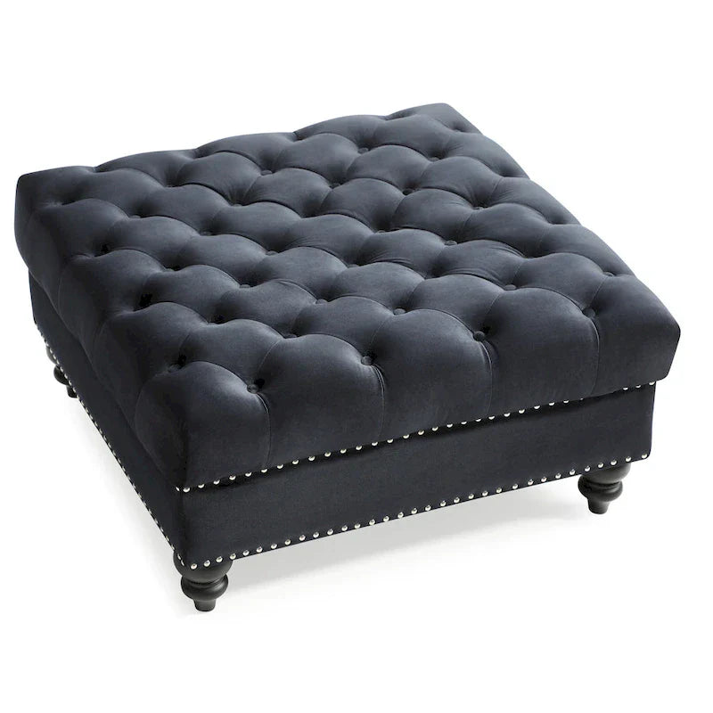 Luxurious Nola Velvet Tufted Extra-Large Ottoman