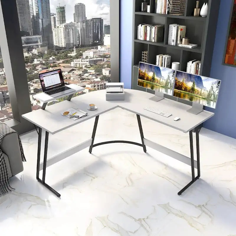 Homall Modern L-Shaped Corner Computer Desk with Accompanying Small Table