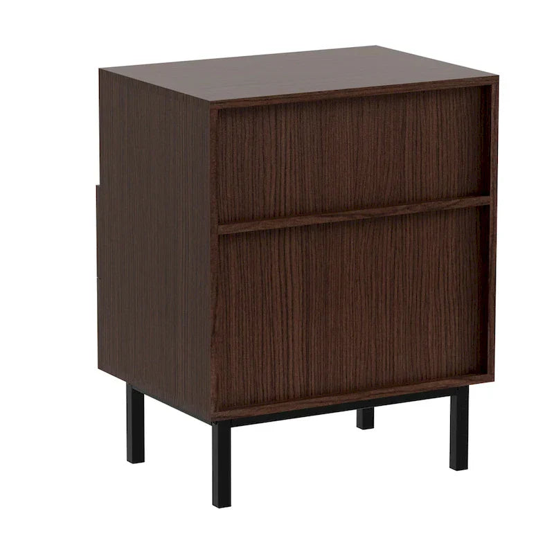 Mid-Century Modern Nightstand with 2 Drawers and Storage - Stylish Bedside Accent Table