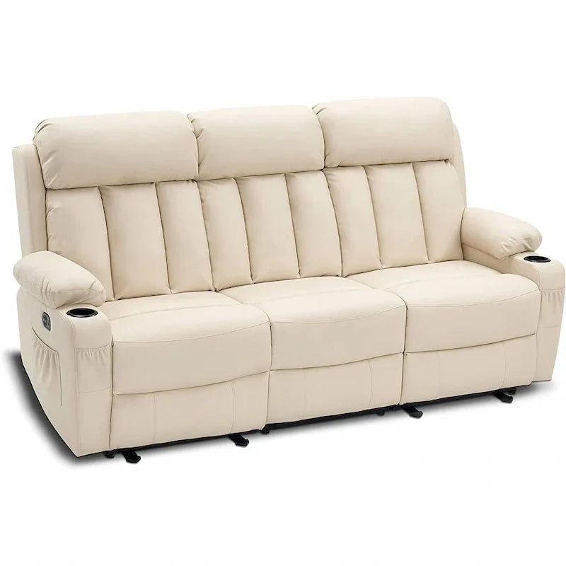 MCombo Faux Leather Electric Reclining Sofa with Heat and Massage - Models 6095/6075/6077