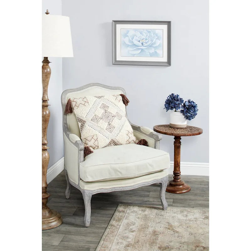 Intricately Carved Dark Brown Mango Wood Accent Table with Elephant or Floral Design and Turned Base - Roche River Decor