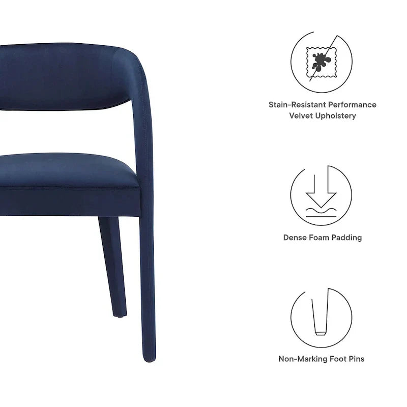 Set of 2 Modern Velvet Dining Chairs Curved Back Upholstered Accent Chairs