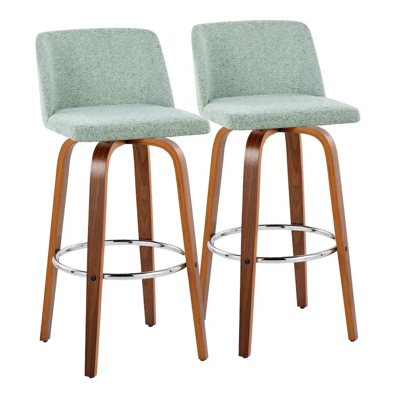 Set of 2 Carson Carrington Vallberga 30-Inch Fixed-Height Bar Stools with Walnut Wood Base