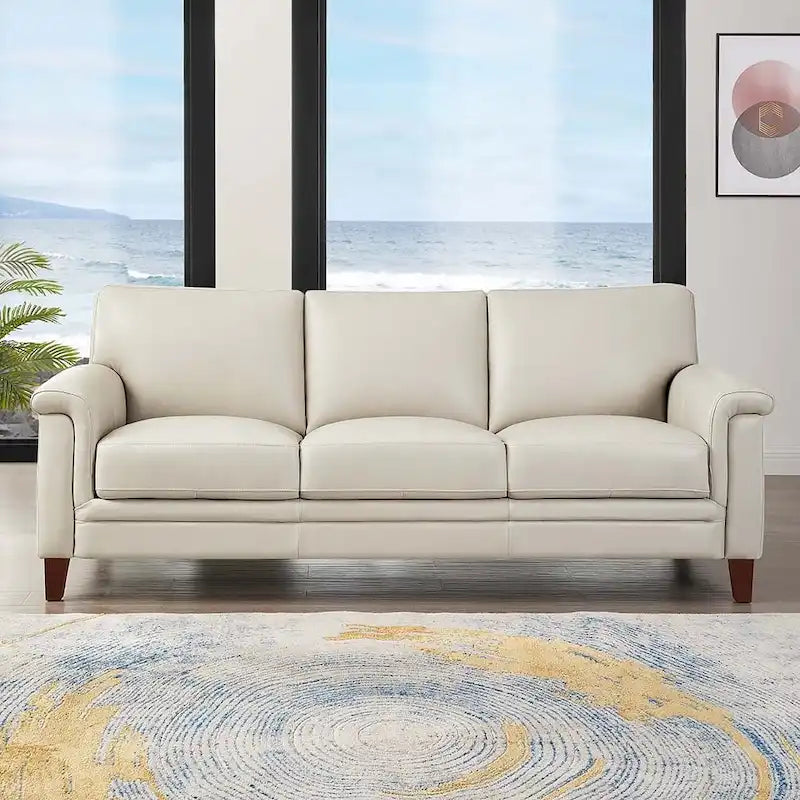 Hydeline Westcott Premium Top Grain Leather Sofa with Memory Foam and Spring Support