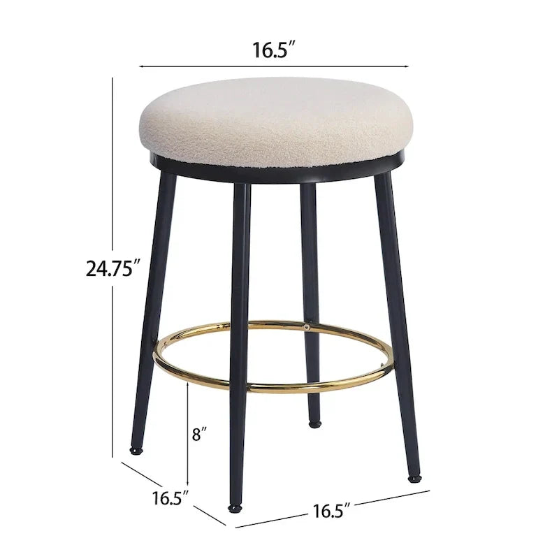 Set of 4 Altrium Contemporary Backless Counter Stools with Upholstered Seats and Iron Frames - 24.75-Inch Height by Christopher Knight Home
