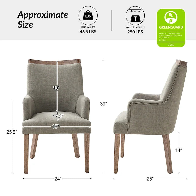 Set of 6 Albert Farmhouse Upholstered Solid Wood Dining Chairs by HULALA HOME