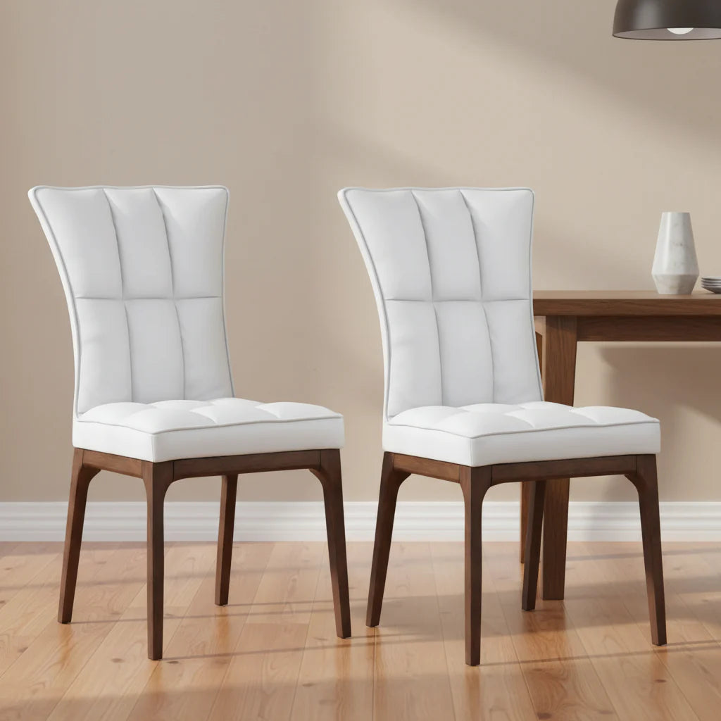 Set of 2 Contemporary Tufted Side Chairs with Sturdy Solid Wood Frame