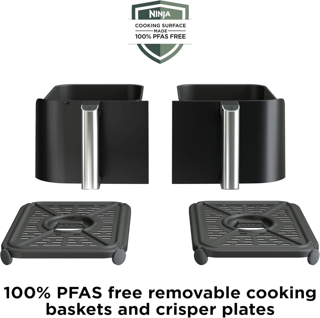 Ninja Foodi 10QT 6-in-1 DualZone Smart XL Air Fryer, 2 Independent 5QT Baskets, Smart Cook Thermometer, Match Cook, Smart Finish, Air Fry, Roast, Bake, Dehydrate, Reheat, Grey, DZ550