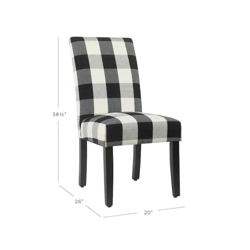 Set of 2 HomePop Black Plaid Parsons Dining Chairs
