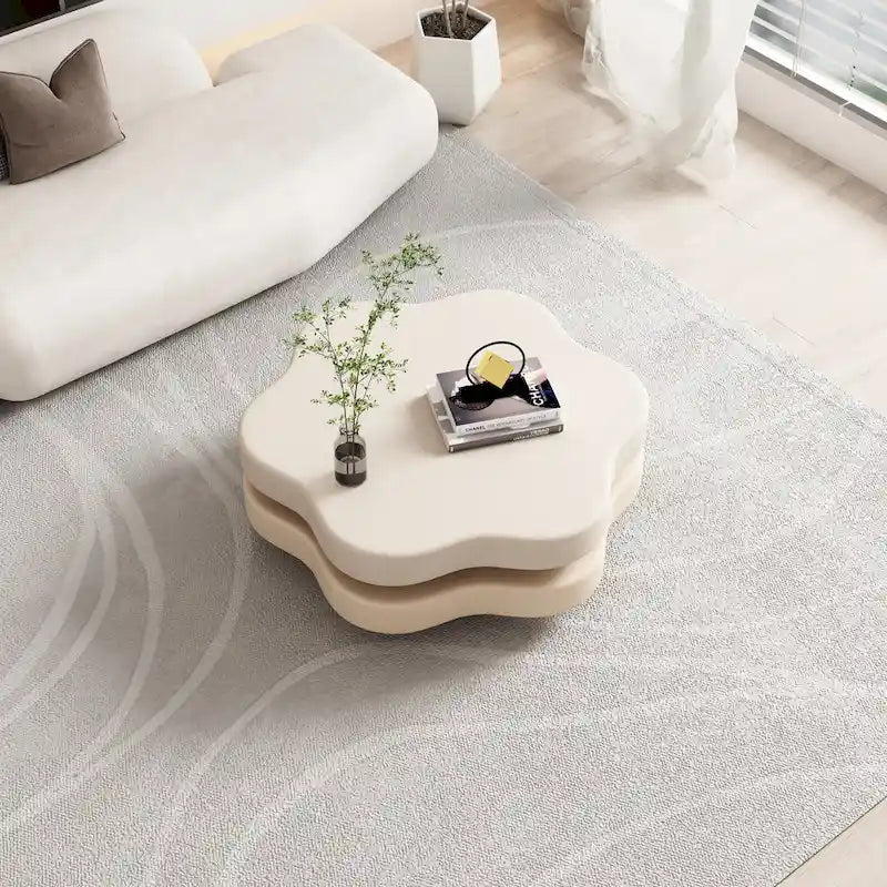 JASIWAY Contemporary Cloud-Inspired Rotating Coffee Table