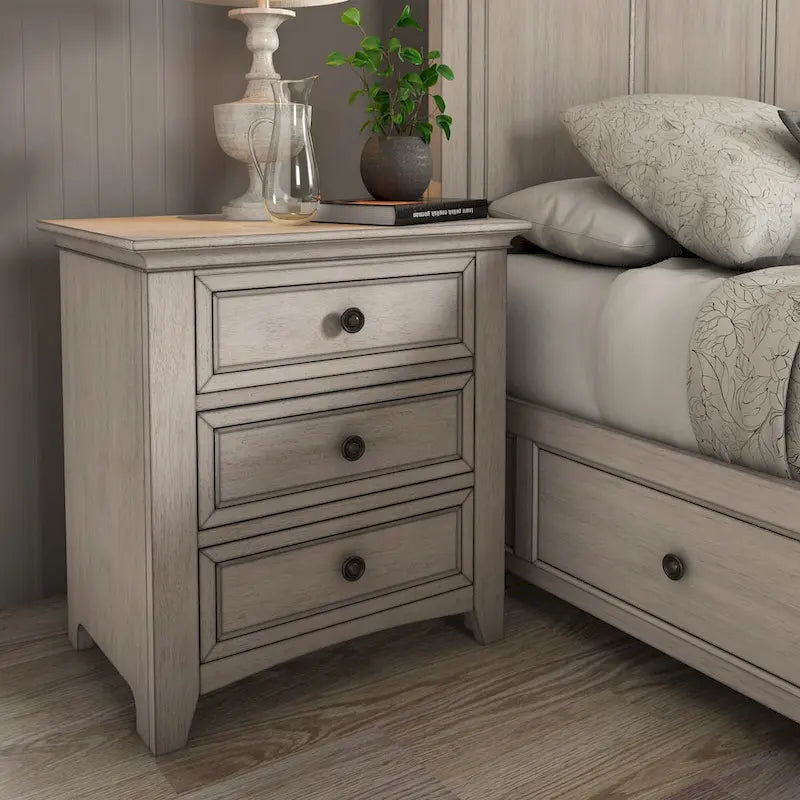 iNSPIRE Q Classic Ediline 3-Drawer Wooden Nightstand with Charging Station