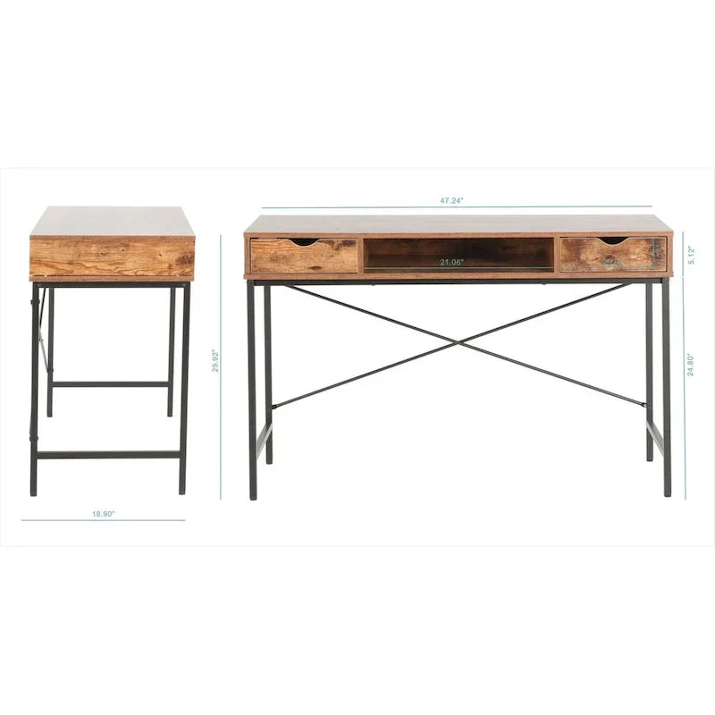 JJS 48" Contemporary Writing Desk with Drawers - Spacious Home Office Computer Workstation with Storage