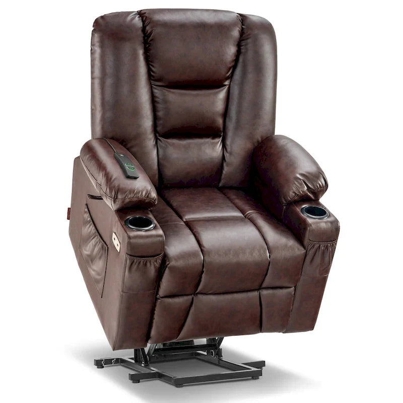 MCombo Compact Power Lift Recliner Chair with Massage and Heat for Seniors, Faux Leather Model 7569