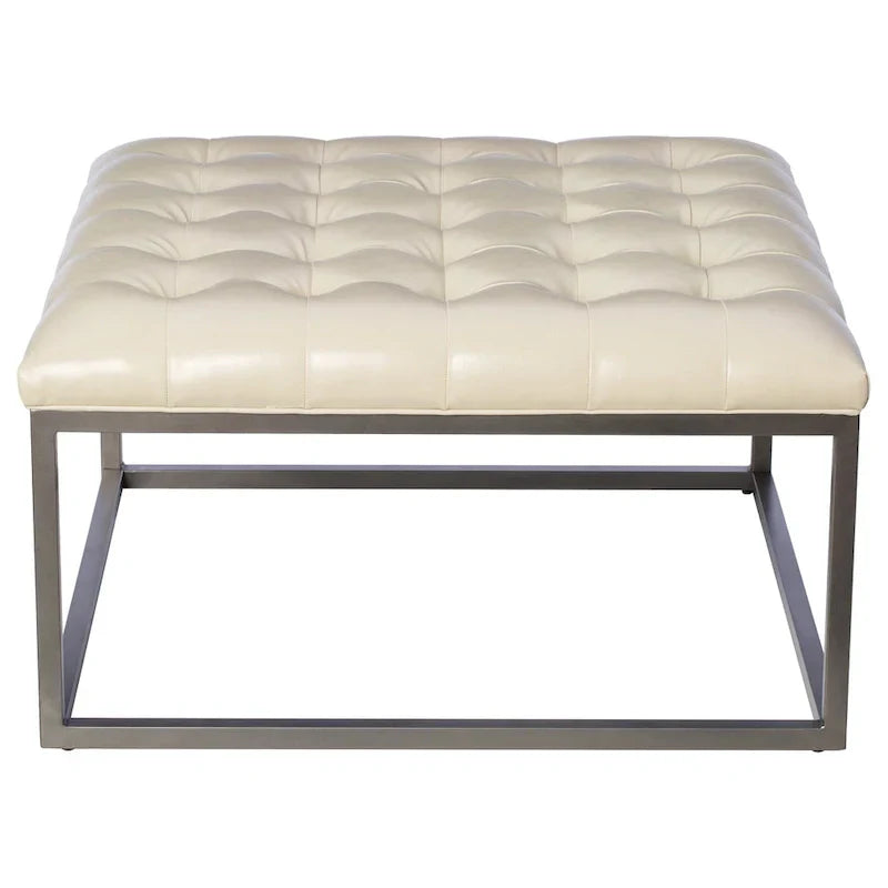 SEI Furniture Healy Tufted Ottoman in Faux Leather