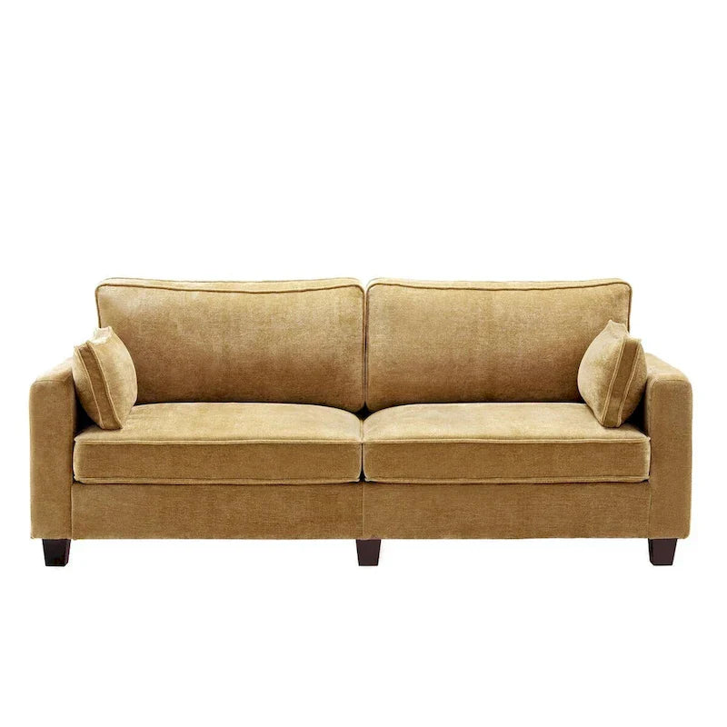 LUE BONA 81 Contemporary Corduroy 3-Seater Sofa - Upholstered Polyester Rectangle Design with Wooden Base for Living Room